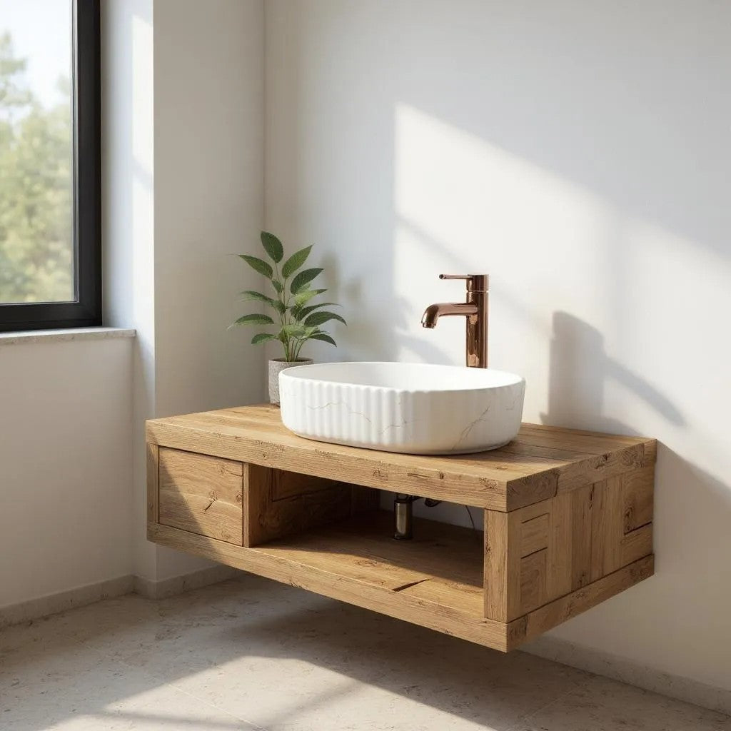DELTA Premium Designer Ceramic Wash basin (M02-Matt) (19.5x13x5)(M02-Matt) Table Top Basin (Multicolor)