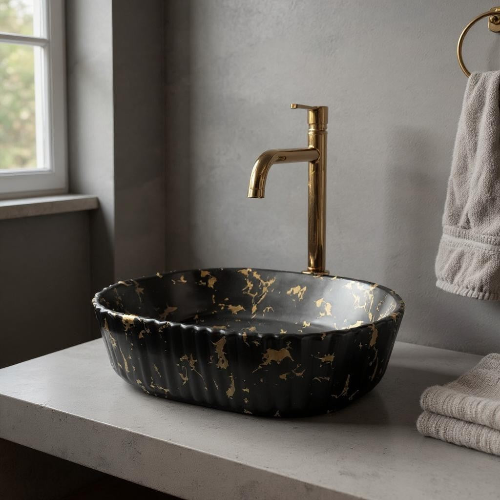 DELTA Premium Designer Ceramic Wash basin(M24-Matt) (19.5x13x5)(M24-Matt) Table Top Basin (Multicolor)