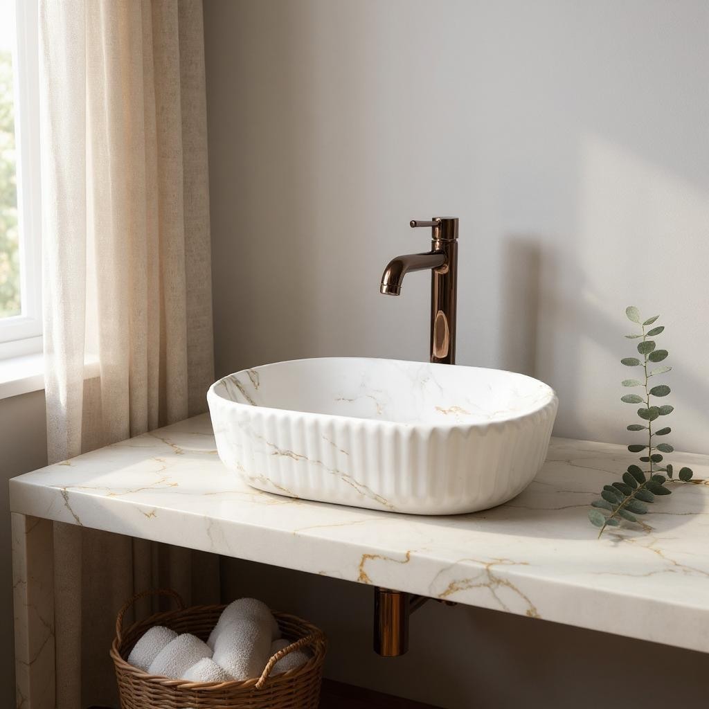 DELTA Premium Designer Ceramic Wash basin (M34-Matt) (19.5x13x5)(M34-Matt) Table Top Basin (Multicolor)