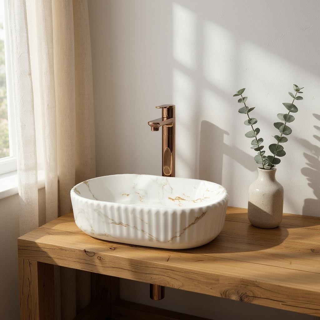 DELTA Premium Designer Ceramic Wash basin (M34-Matt) (19.5x13x5)(M34-Matt) Table Top Basin (Multicolor)