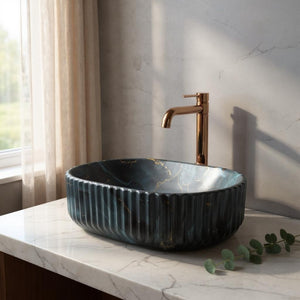 DELTA Premium Designer Ceramic Wash basin HR-Line(M78-Matt) (19.5x13x5)(M78-Matt) Table Top Basin (Multicolor)