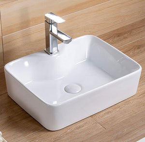 Delta Premium Designer Ceramic Wash Basin(White)with Waste Pipe & Coupling set (19*14*5)(White) Table Top Basin  (White)