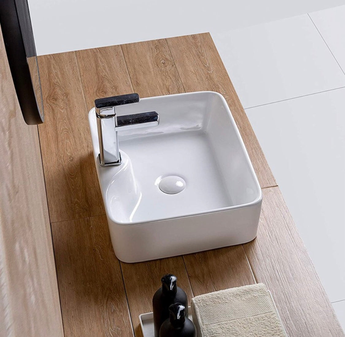 Delta Premium Designer Ceramic Wash Basin(White)with Waste Pipe & Coupling set (19*14*5)(White) Table Top Basin  (White)