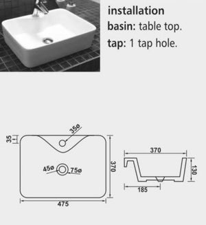 Delta Premium Designer Ceramic Wash Basin(White)with Waste Pipe & Coupling set (19*14*5)(White) Table Top Basin  (White)