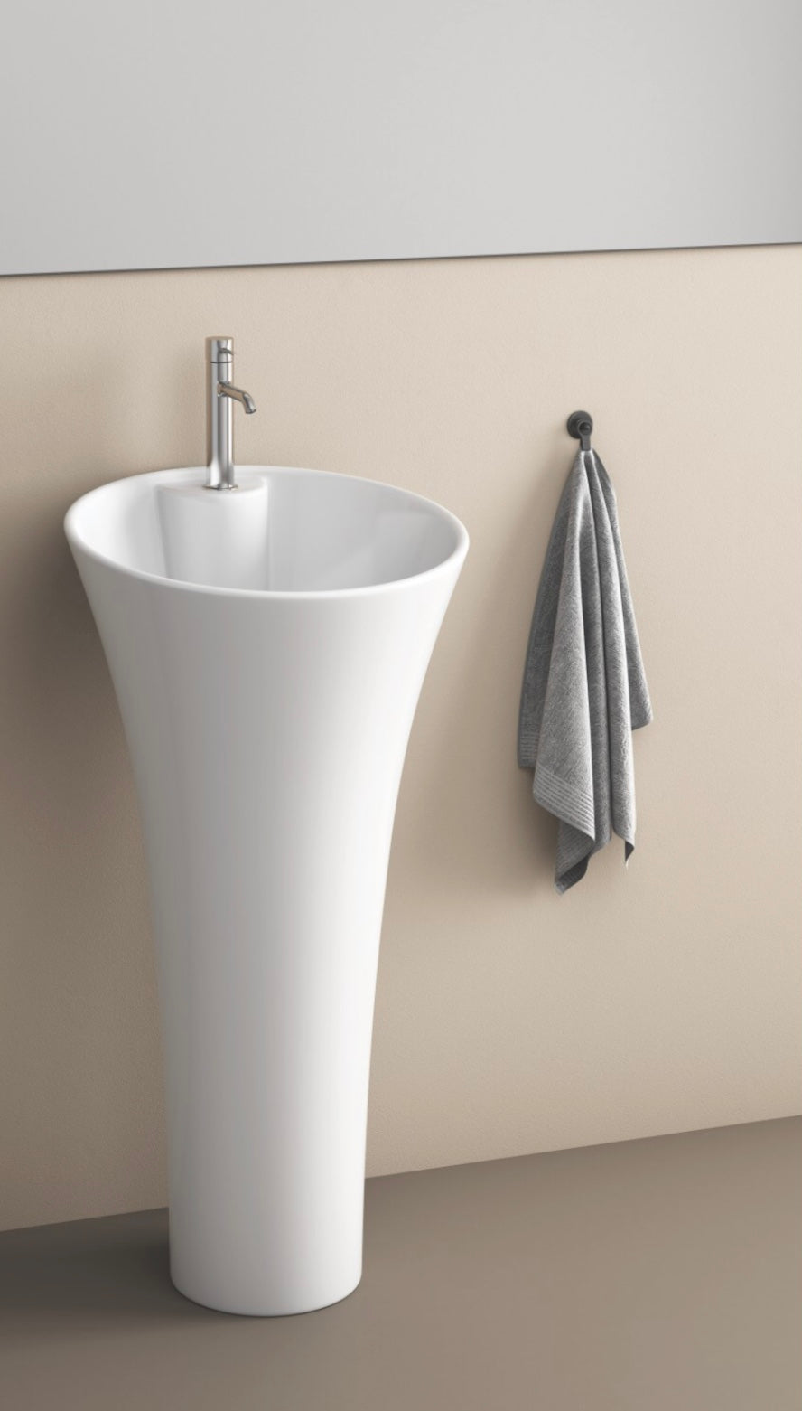 Delta Pedestal Premium White Ceramic Wash Basin Pedestal Wash Basin Pedestal Basin  (White)