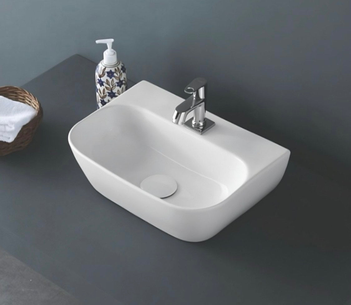 Delta 2 in 1 Table Top & Wall Hung Designer Wash Basin(White) DD2 with Waste Pipe & Coupling set (16*12*5)(25) Wall Hung Basin(Multicolor) (Copy)