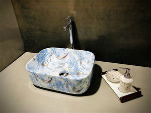 DELTA Table Top Premium Designer Ceramic Wash Basin(UP_M61) (M61)(16*12*6) Table Top Basin  (White)