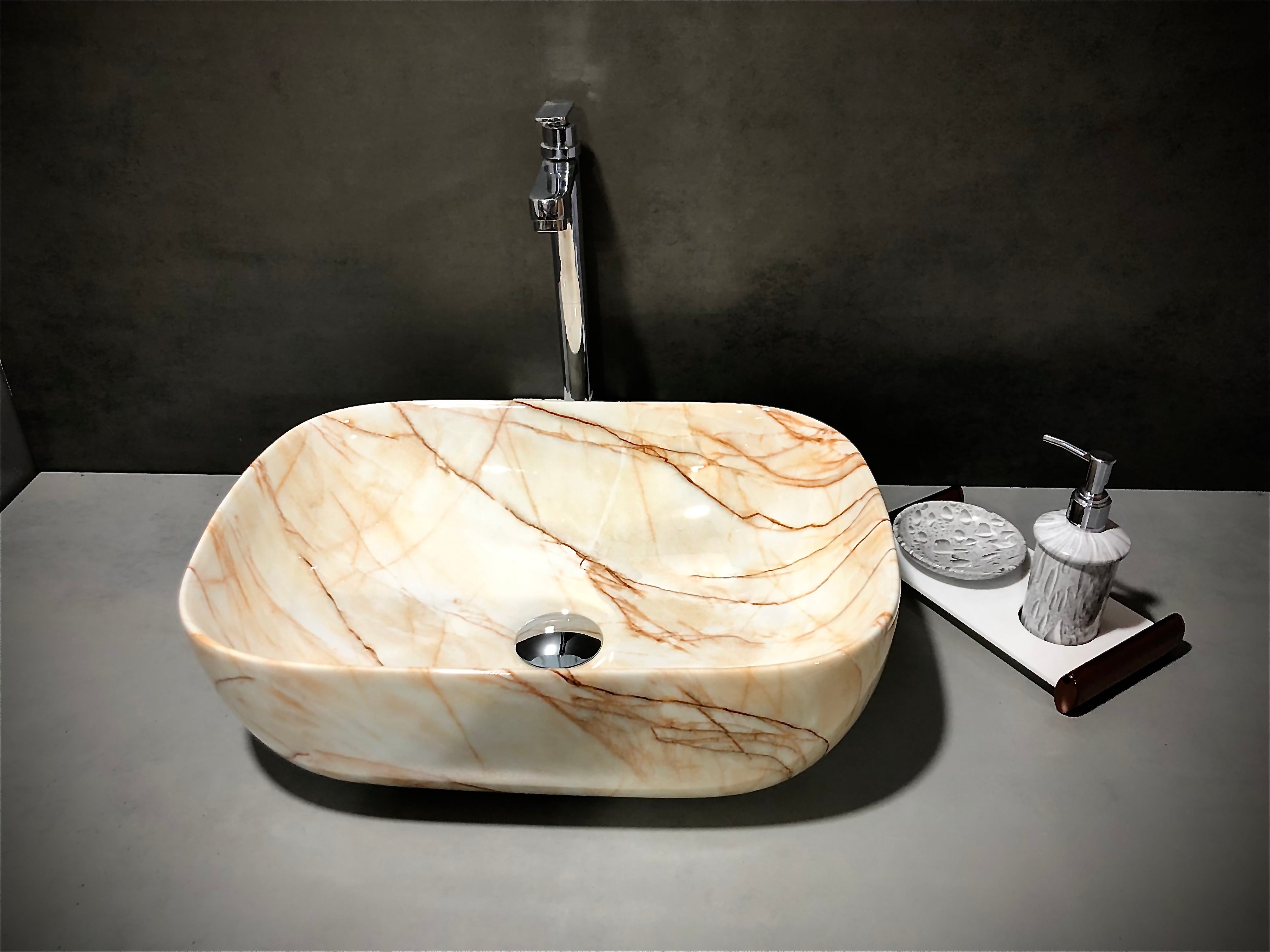 DELTA Premium Designer Ceramic Wash Basin Matt with Waste Pipe & Coupling Set (18*13*5)(M-63) Table Top Basin