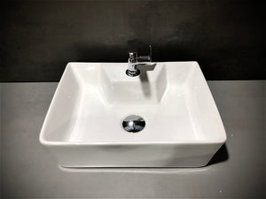 Delta 2 in 1 Table Top & Wall Mount Ceramic Wash Basin with Waste Pipe & Coupling set White(16*12*5) Wall Hung Basin  (White)