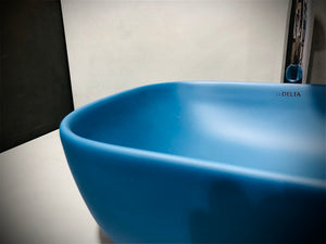 DELTA Table Top Premium Designer Ceramic Wash Basin(Blue-1) (18*13*5)(Blue-1) Table Top Basin  (White)