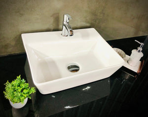 Delta 2 in 1 Table Top & Wall Mount Premium Ceramic Wash Basin White (17*13.5*5) (17x13.5x5) Wall Hung Basin  (White)