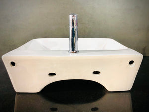 Delta 2 in 1 Table Top & Wall Mount Premium Ceramic Wash Basin White (17*13.5*5) (17x13.5x5) Wall Hung Basin  (White)