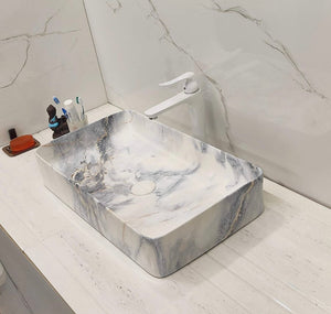 DELTA Big Size Premium Designer Ceramic Wash Basin(M49) with Waste Pipe & Coupling Set (24*13.5*5)(M49) Table Top Basin  (White)