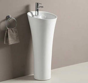 Delta Pedestal Premium White Ceramic Wash Basin Pedestal Wash Basin Pedestal Basin  (White)