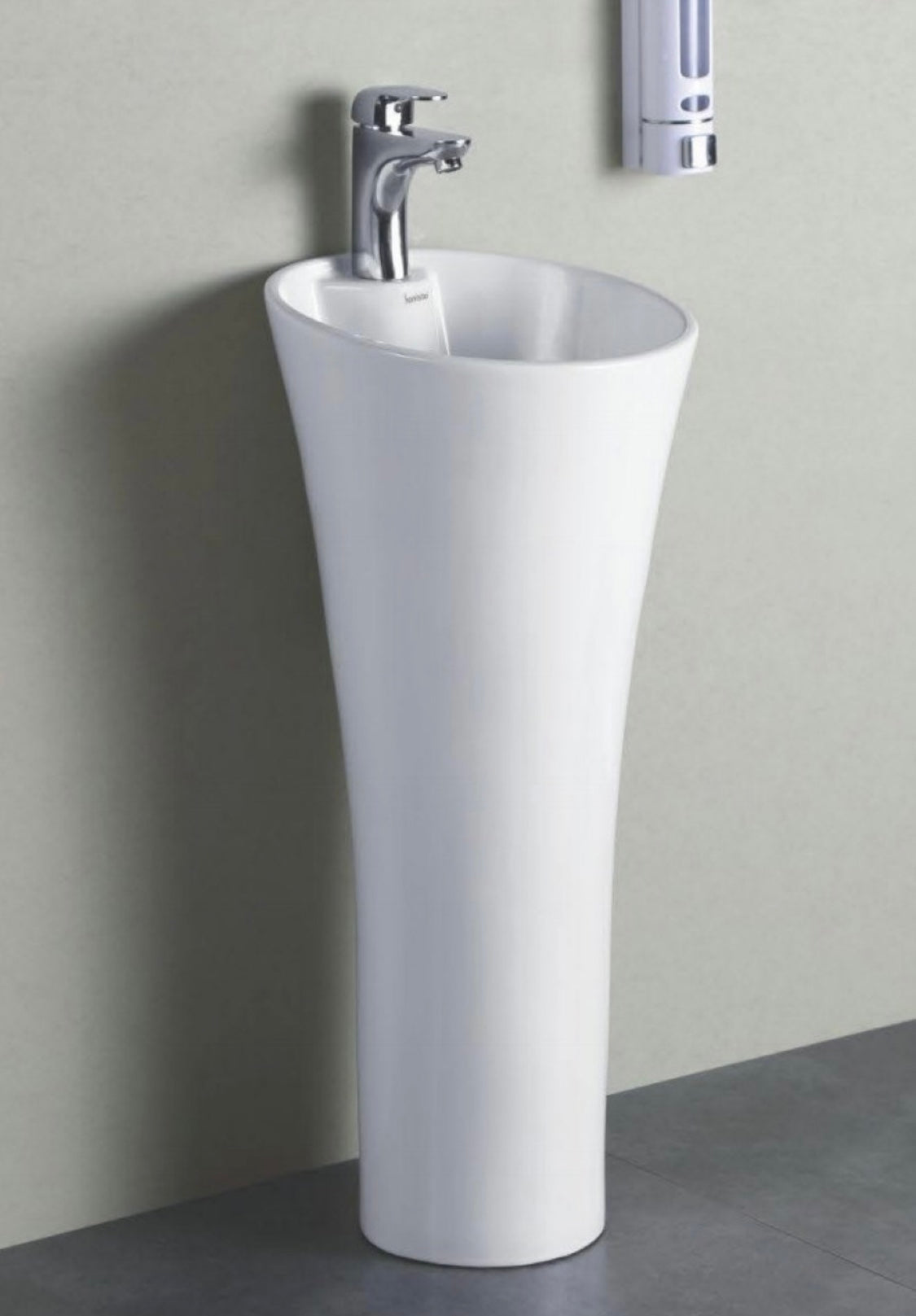 Delta Pedestal Premium White Ceramic Wash Basin Pedestal Wash Basin Pedestal Basin  (White)