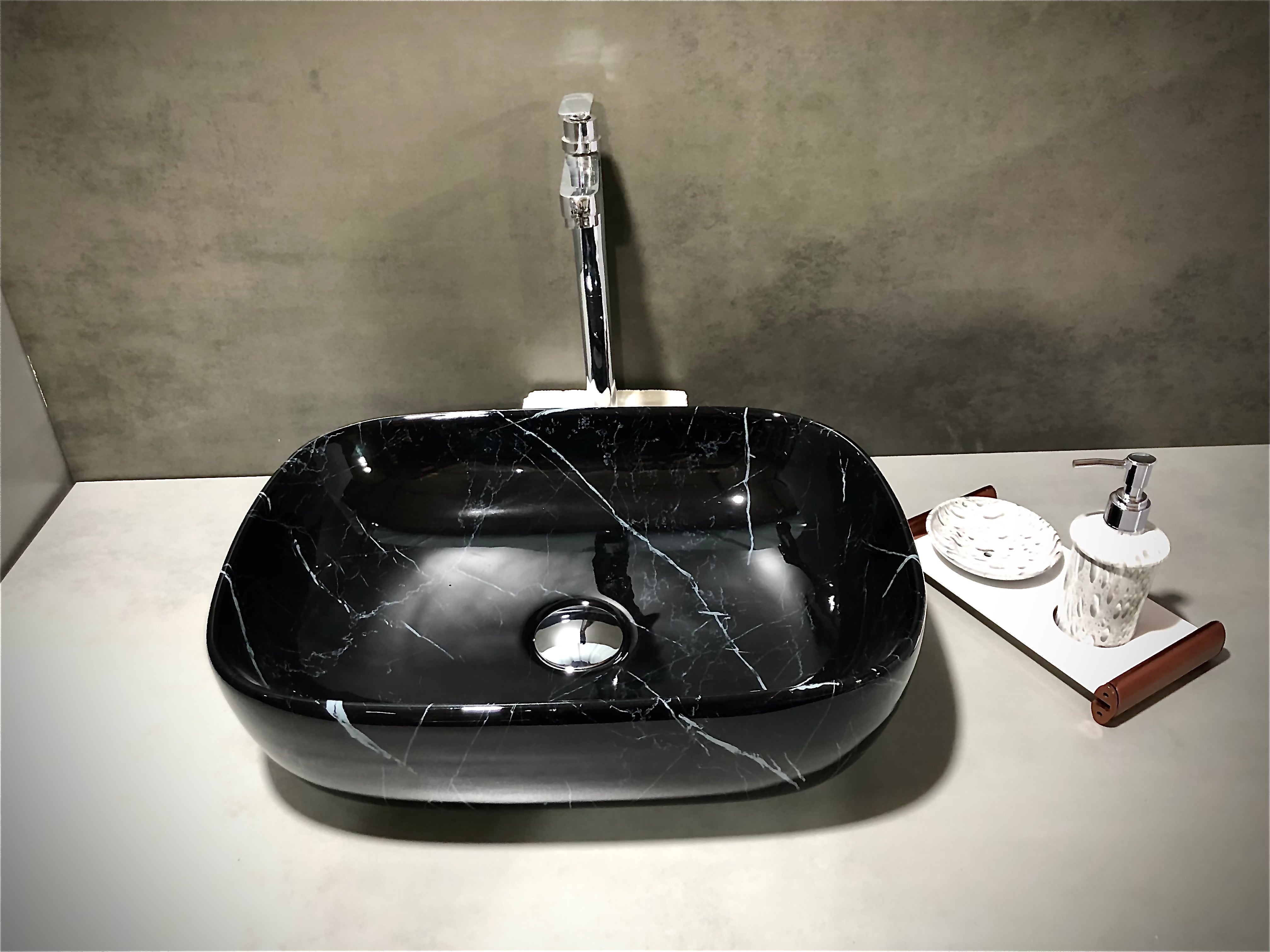 DELTA Premium Designer Wash Basin(0025) with Waste Pipe & Coupling set (18*13*5) Table Top Basin  (Black)