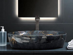 DELTA Premium Designer Ceramic Wash basin Finish (M78) (24x15x5) Table Top Basin (Multicolor)