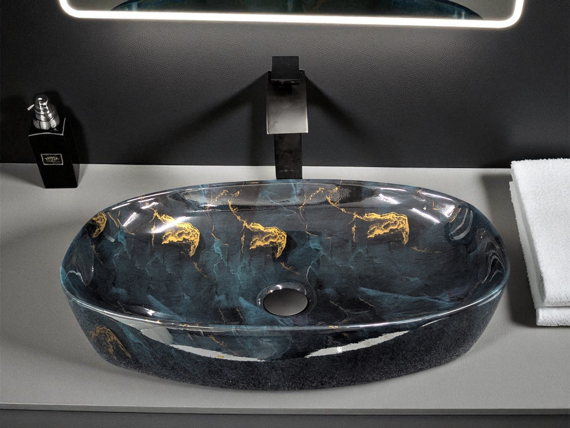 DELTA Premium Designer Ceramic Wash basin Finish (M78) (24x15x5) Table Top Basin (Multicolor)
