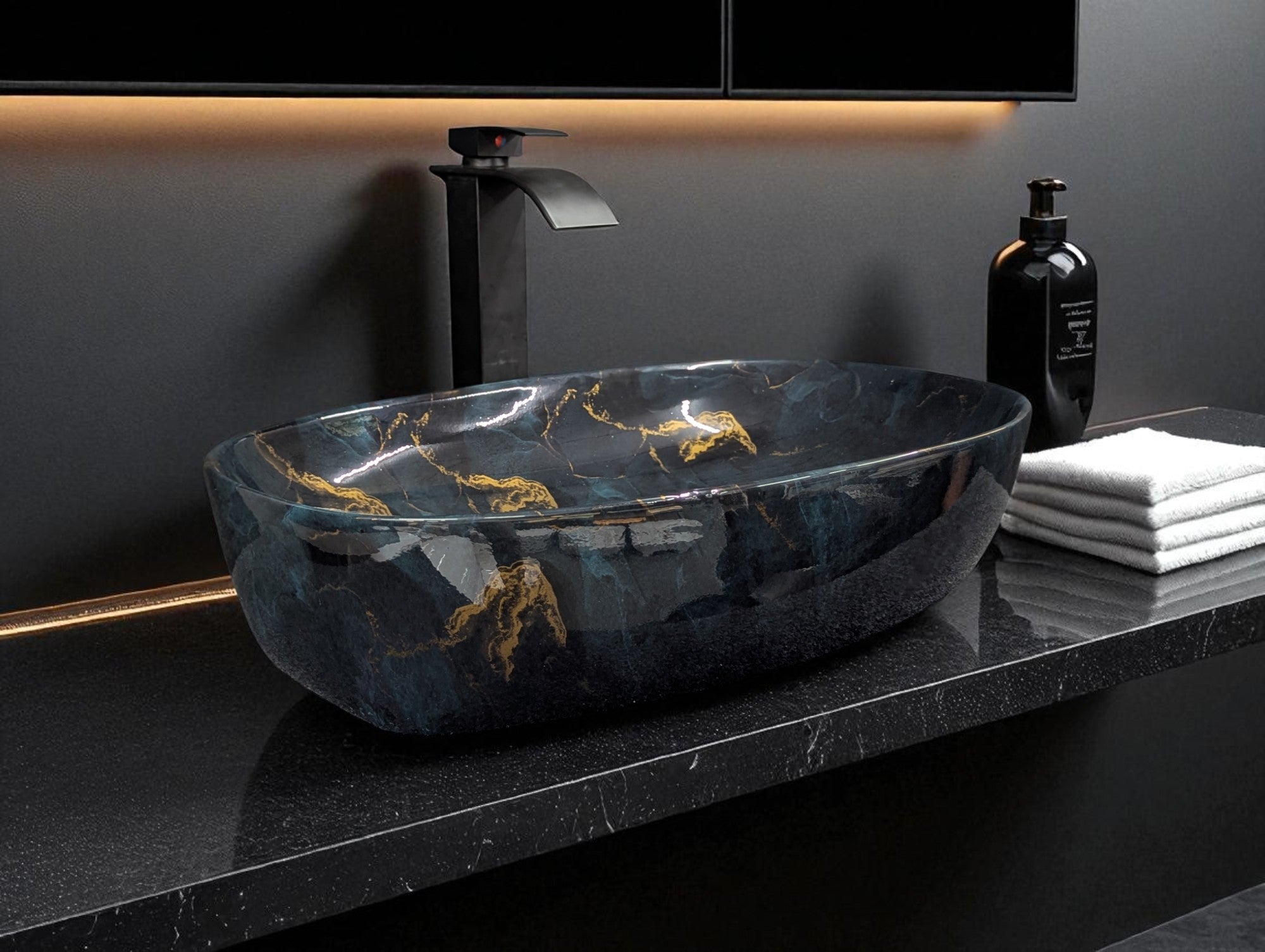 DELTA Premium Designer Ceramic Wash basin Finish (M78) (24x15x5) Table Top Basin (Multicolor)