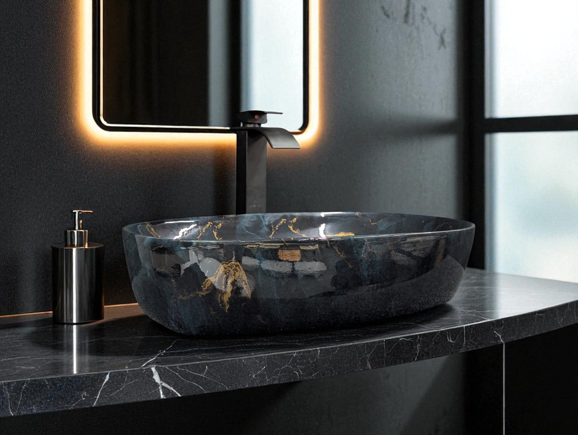 DELTA Premium Designer Ceramic Wash basin Finish (M78) (24x15x5) Table Top Basin (Multicolor)