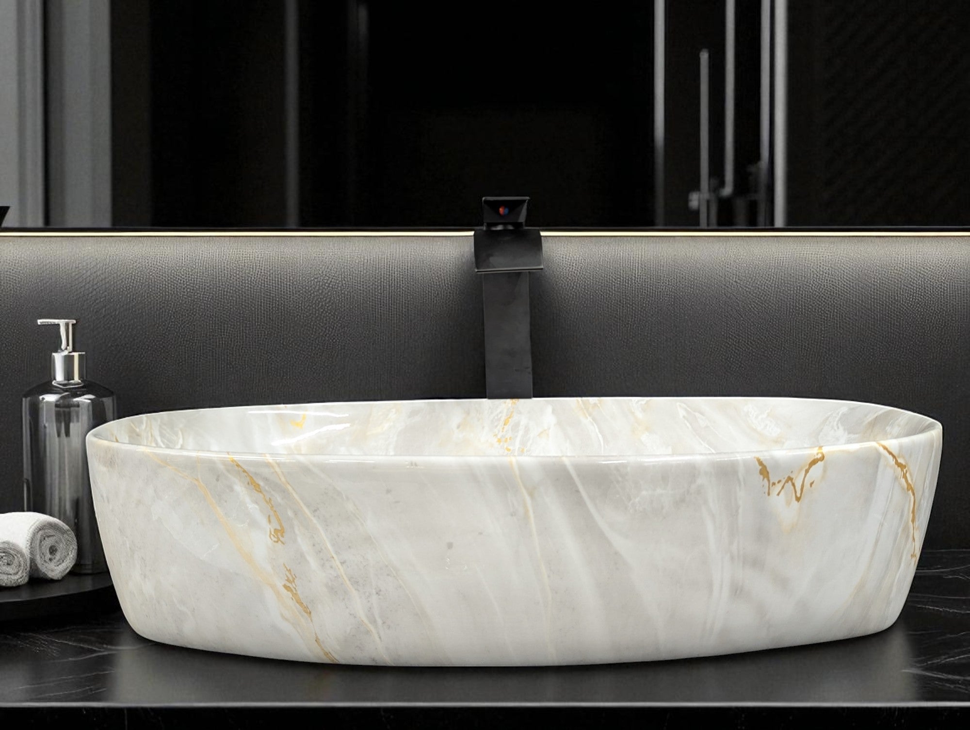 DELTA Premium Designer Ceramic Wash basin Finish (M70) (24x15x5) Table Top Basin (Multicolor)