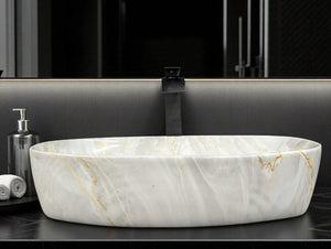 DELTA Premium Designer Ceramic Wash basin Finish (M70) (24x15x5) Table Top Basin (Multicolor)