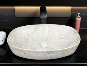 DELTA Premium Designer Ceramic Wash basin Finish (M70) (24x15x5) Table Top Basin (Multicolor)