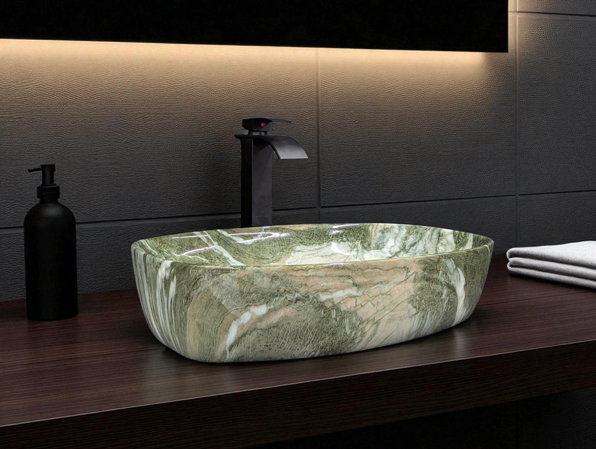 DELTA Premium Designer Ceramic Wash basin Finish (M75) (24x15x5) Table Top Basin (Multicolor)
