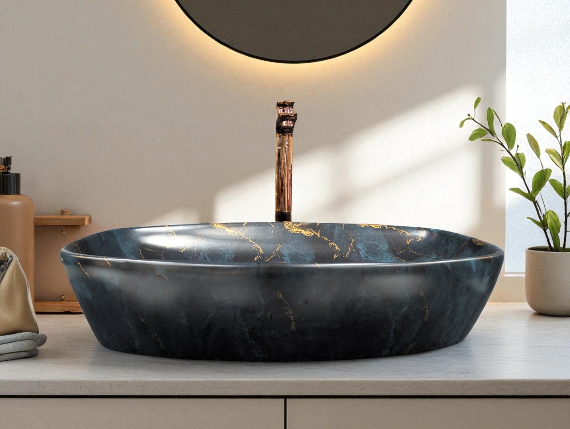 DELTA Premium Designer Ceramic Wash basin Matt Finish (M78) (24x15x5)(M78) Table Top Basin (Multicolor)