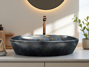 DELTA Premium Designer Ceramic Wash basin Matt Finish (M78) (24x15x5)(M78) Table Top Basin (Multicolor)
