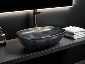 DELTA Premium Designer Ceramic Wash basin Matt Finish (M78) (24x15x5)(M78) Table Top Basin (Multicolor)