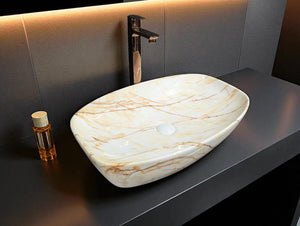 DELTA Premium Designer Ceramic Wash basin Finish (M63) (24x15x5)(M63) Table Top Basin (Multicolor)