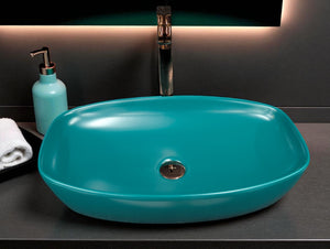 DELTA Premium Designer Ceramic Wash basin Matt Finish (Green) (24x15x5) Table Top Basin (Multicolor)