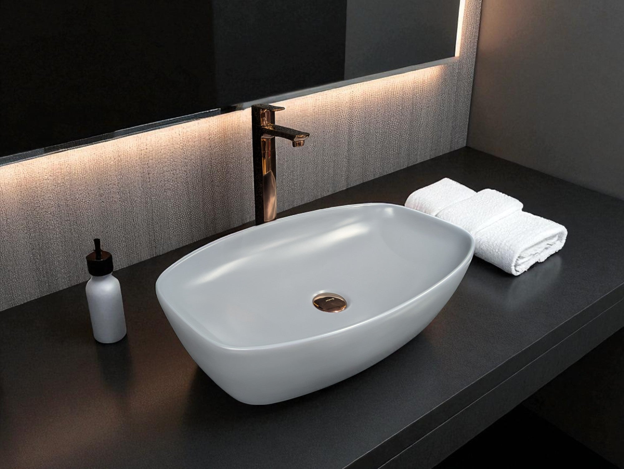 DELTA Premium Designer Ceramic Wash basin Matt Finish (Grey) (24x15x5) Table Top Basin (Multicolor)