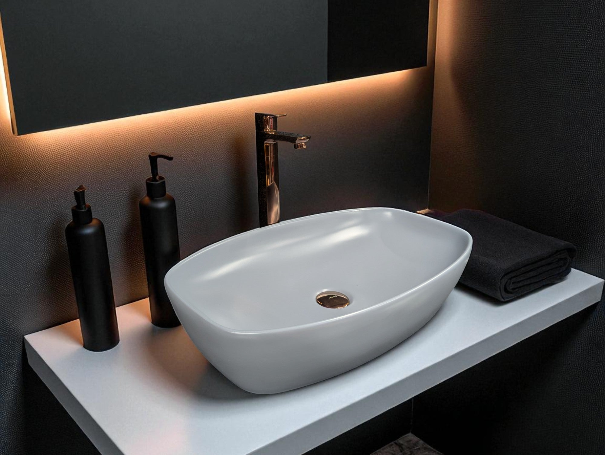DELTA Premium Designer Ceramic Wash basin Matt Finish (Grey) (24x15x5) Table Top Basin (Multicolor)
