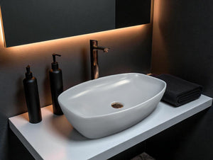 DELTA Premium Designer Ceramic Wash basin Matt Finish (Grey) (24x15x5) Table Top Basin (Multicolor)