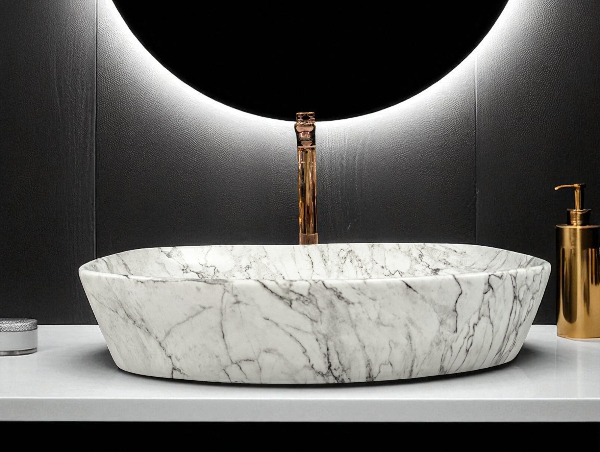 DELTA Premium Designer Ceramic Wash basin Finish (M05) (24x15x5)(M05) Table Top Basin (Multicolor)