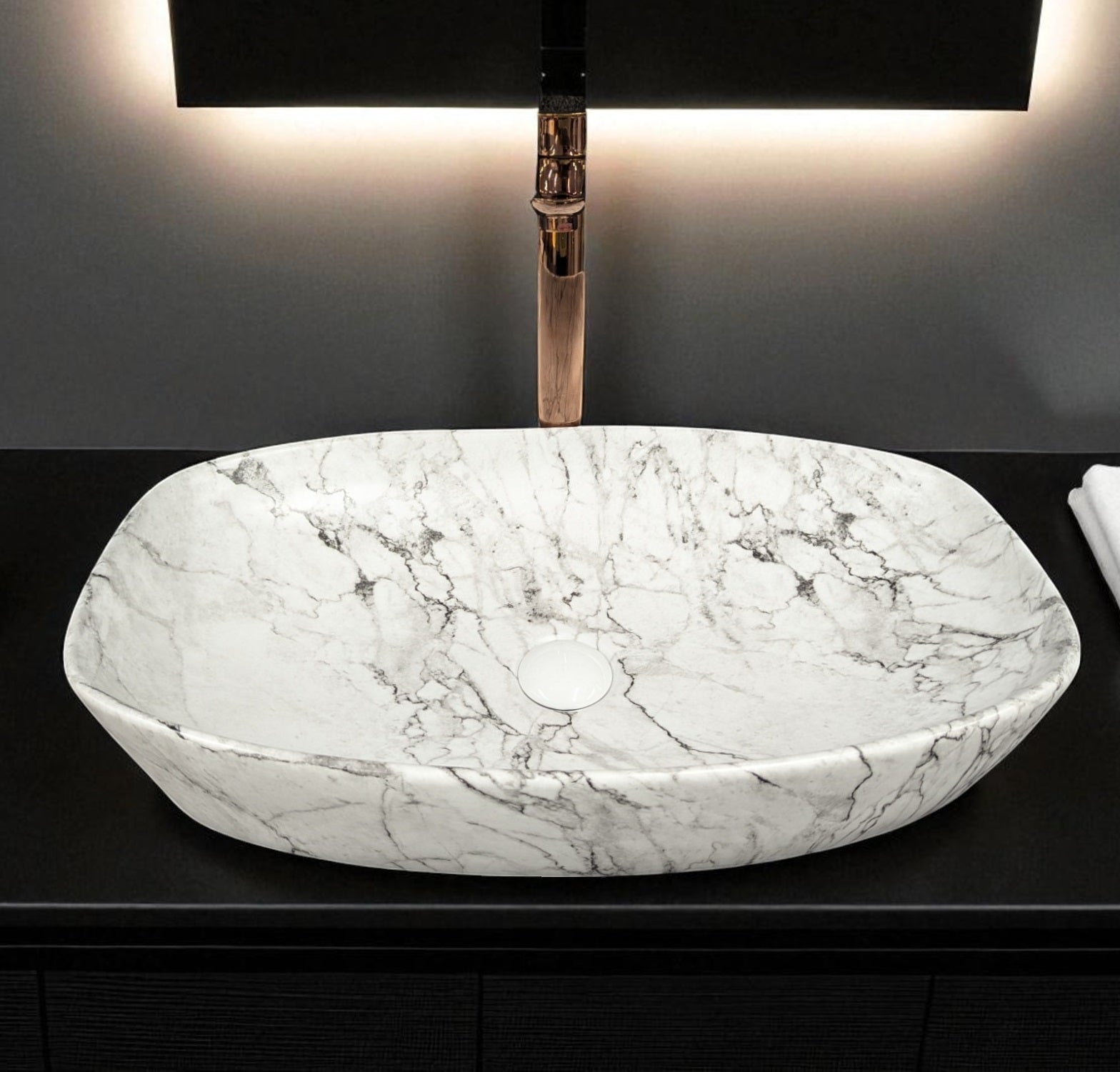 DELTA Premium Designer Ceramic Wash basin Finish (M05) (24x15x5)(M05) Table Top Basin (Multicolor)