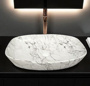 DELTA Premium Designer Ceramic Wash basin Finish (M05) (24x15x5)(M05) Table Top Basin (Multicolor)