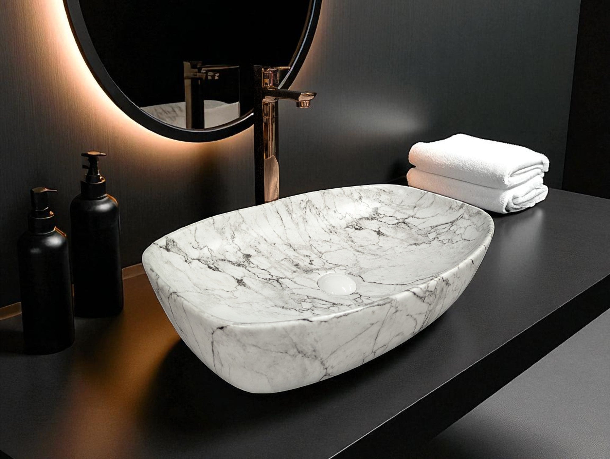 DELTA Premium Designer Ceramic Wash basin Finish (M05) (24x15x5)(M05) Table Top Basin (Multicolor)