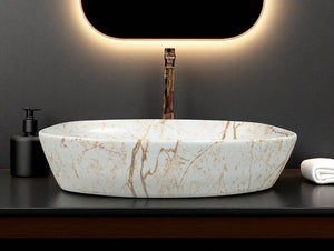 DELTA Premium Designer Ceramic Wash basin Finish (M10) (24x15x5)(M10) Table Top Basin (Multicolor)