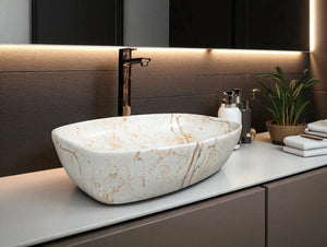 DELTA Premium Designer Ceramic Wash basin Finish (M10) (24x15x5)(M10) Table Top Basin (Multicolor)