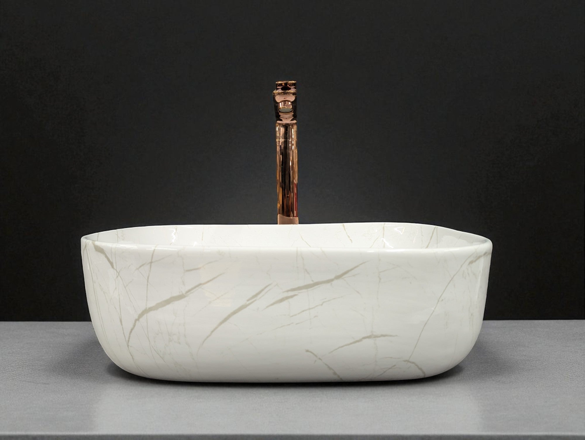 DELTA Table Top Premium Designer Ceramic Wash Basin(M02) (18*13*5)(M02) Table Top Basin (White)