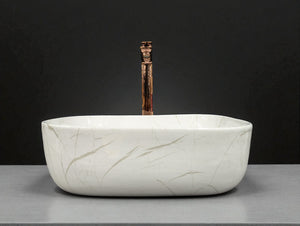 DELTA Table Top Premium Designer Ceramic Wash Basin(M02) (18*13*5)(M02) Table Top Basin (White)