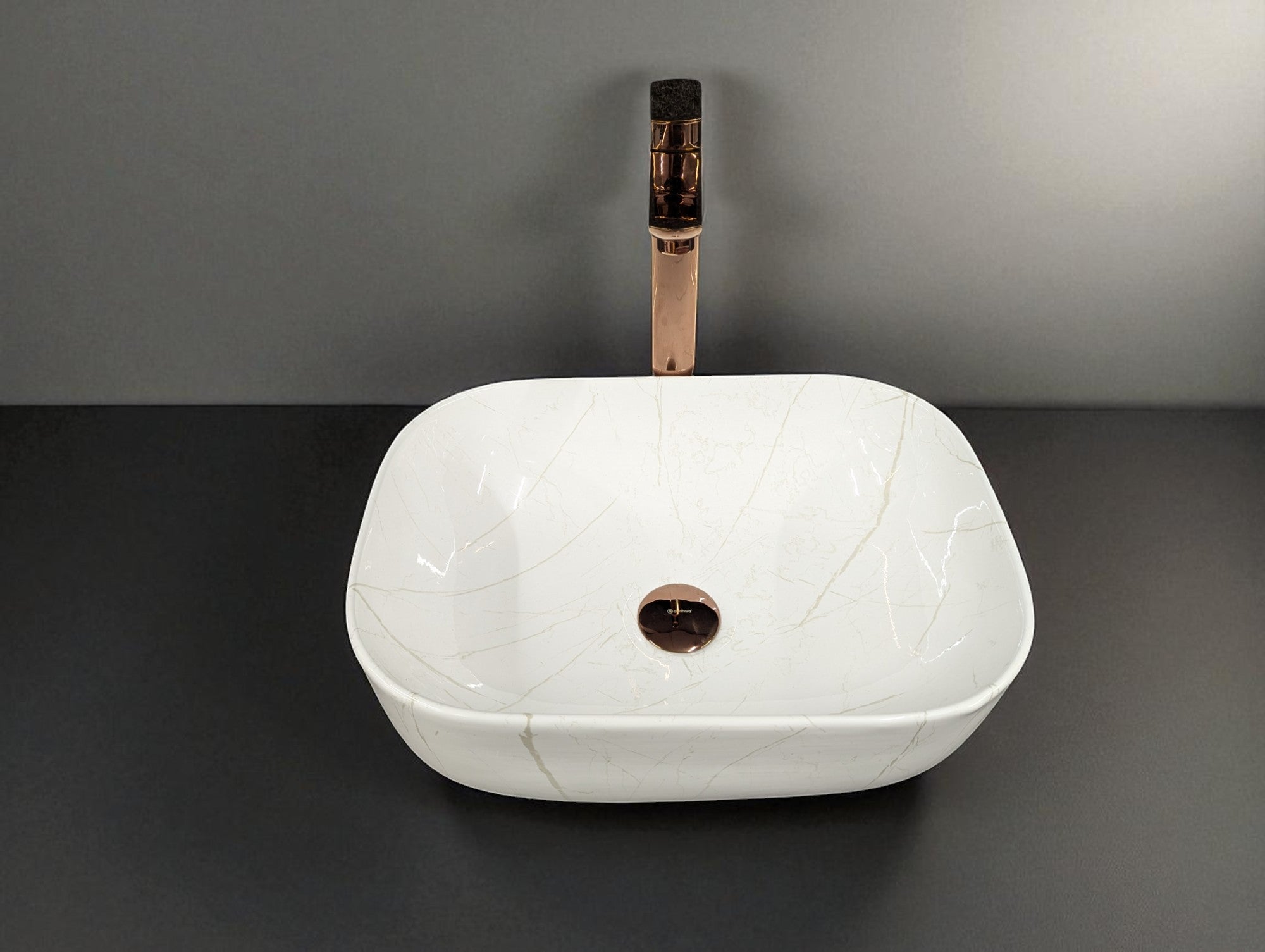 DELTA Table Top Premium Designer Ceramic Wash Basin(M02) (18*13*5)(M02) Table Top Basin (White)