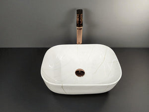 DELTA Table Top Premium Designer Ceramic Wash Basin(M02) (18*13*5)(M02) Table Top Basin (White)