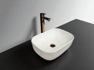 DELTA Table Top Premium Designer Ceramic Wash Basin(M02) (18*13*5)(M02) Table Top Basin (White)