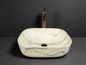 DELTA Premium Designer Ceramic Wash Basin(M09) (18x13x5)(0009) Table Top Basin (White)