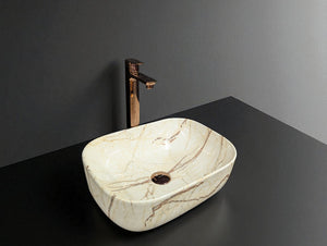 DELTA Premium Designer Ceramic Wash Basin(M09) (18x13x5)(0009) Table Top Basin (White)