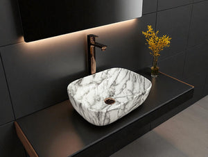 DELTA Table Top Premium Designer Ceramic Wash Basin(M04) Designer Wash Basin RJ-1004 Table Top Basin (White)